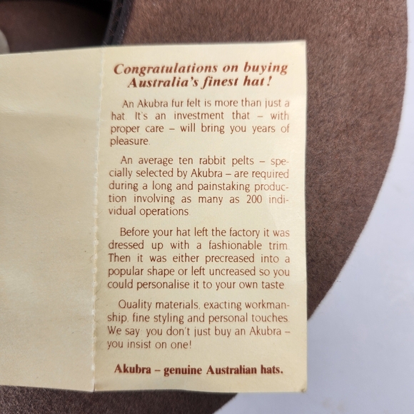 AKUBRA Drover Cowboy Hat Size 56 Brown Pure Rabbit Fur Felt Australian Western - Picture 13 of 13